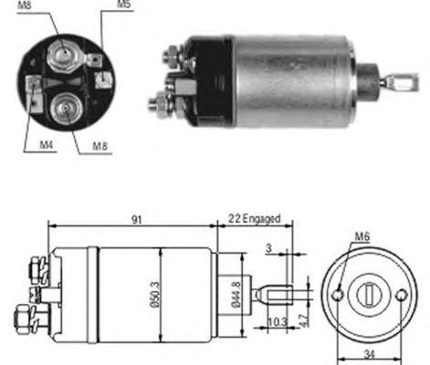 Тяговое реле, стартер 940113050172 MAGNETI MARELLI