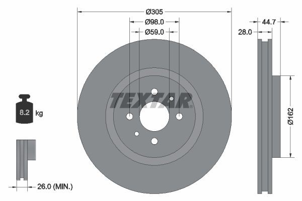 Тормозной диск 92092900 TEXTAR