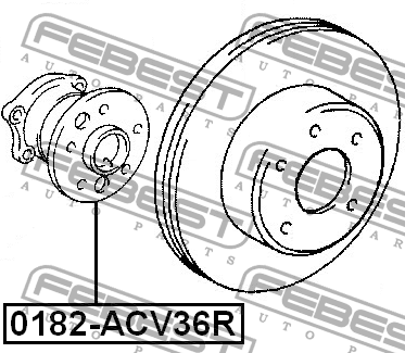 Подшипник ступицы колеса со ступицей (комплект) 0182-ACV36R FEBEST