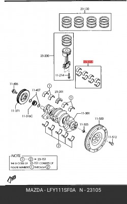 Вкладыши шатунные LFY1-11-SF0A MAZDA