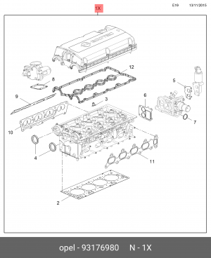 Комплект прокладок, головка цилиндра 93176980 GENERAL MOTORS