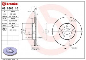 Тормозной диск 09.6803.10 BREMBO