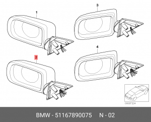 Зеркало заднего вида 51 16 7 890 075 BMW