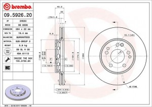 Тормозной диск 09.5926.20 BREMBO