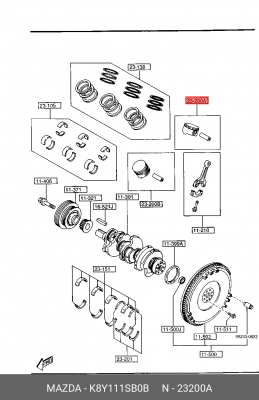 Поршень ДВС K8Y1-11-SB0B MAZDA