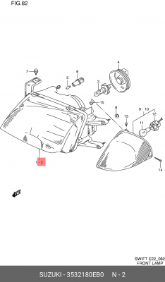Основная фара 35321-80EB0 SUZUKI