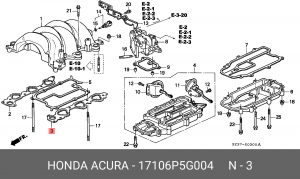 Прокладка, впускной коллектор 17106P5G004 HONDA
