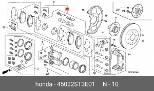 Комплект тормозных колодок, диско 45022ST3E01 HONDA