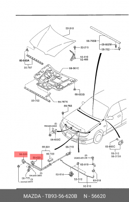 Замок капота TB9356620B MAZDA