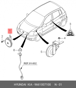 Сигнал звуковой 9661007100 HYUNDAI KIA