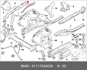 Полка брызговика 41 11 7 044 658 BMW