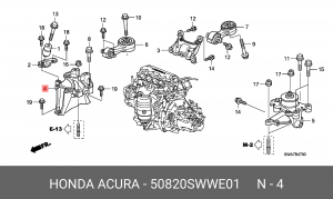 Подушка двигателя 50820SWWE01 HONDA