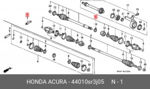 Шарнирный комплект, приводной вал 44010SR3J05 HONDA