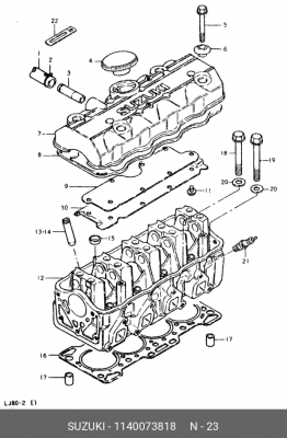Комплект прокладок, двигатель 11400-73818 SUZUKI