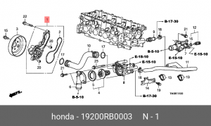 Насос - помпа системы охлаждения ДВС 19200-RB0-003 HONDA