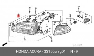 Основная фара 33150SR3G01 HONDA