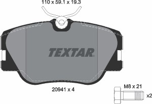 Комплект тормозных колодок, диско 2094102 TEXTAR