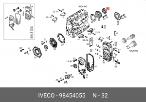 Уплотняющее кольцо, коленчатый вал 98454055 IVECO