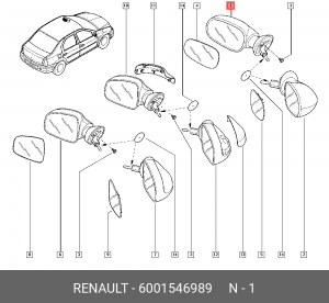 Зеркало заднего вида 6001546989 RENAULT