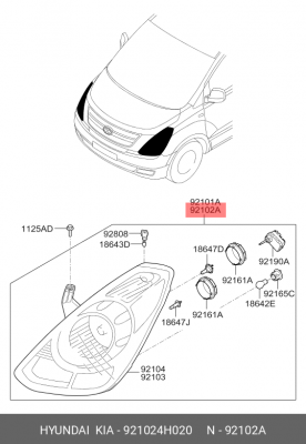 Фара головного света 921024H020 HYUNDAI KIA