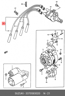 Ккомплект проводов зажигания 33705-83020 SUZUKI