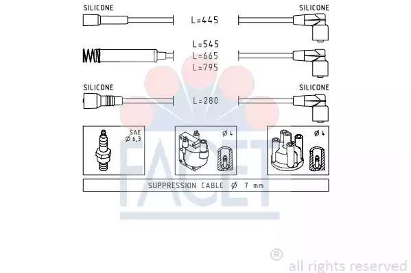Ккомплект проводов зажигания 48524 FACET