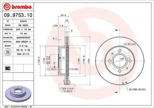 Тормозной диск 09.9753.10 BREMBO