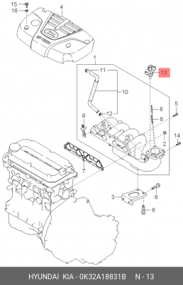 Датчик температуры впускаемого воздуха 0K32A18831B HYUNDAI KIA