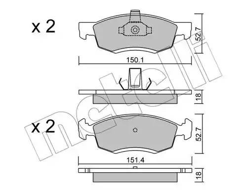 Комплект тормозных колодок, диско 22-0802-0 METELLI