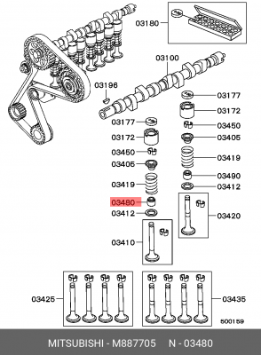 Уплотнительное кольцо, стержень кла M887705 MITSUBISHI