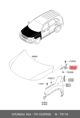 Петля - шарнир открывания капота 791102P000 HYUNDAI KIA