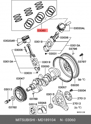 Кольца поршневые (комплект) MD189104 MITSUBISHI