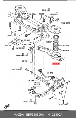 Рычаг подвески BBP328300A MAZDA