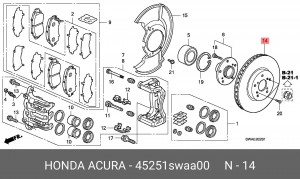 Тормозной диск 45251SWAA00 HONDA