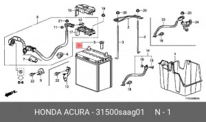 Батарея аккумуляторная 31500SAAG01 HONDA