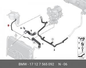 Патрубок системы охлаждения ДВС 17 12 7 565 092 BMW