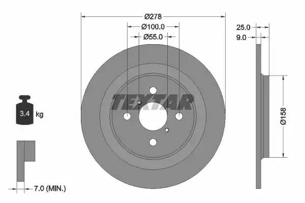 Тормозной диск 92161900 TEXTAR