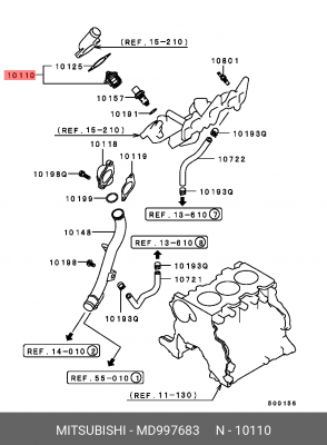 Термостат системы охлаждения с корпусом MD997683 MITSUBISHI