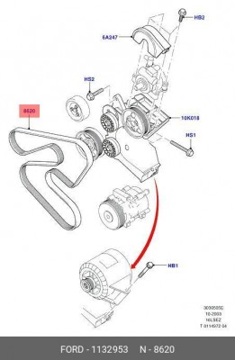 Поликлиновой ремень 1132953 FORD