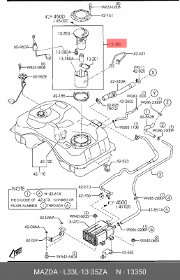 Насос электрический топливной системы в сборе L33L1335ZA MAZDA