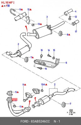 Труба приемная 83AB5246CC FORD