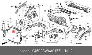 Балка крепления радиатора 04602SWAA01ZZ HONDA