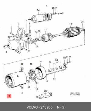 Обмотка возбуждения, стартер 243906 VOLVO