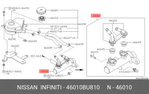 Главный тормозной цилиндр 46010-BU810 NISSAN