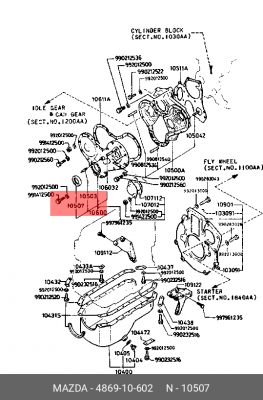 Уплотняющее кольцо, коленчатый вал 4869-10-602 MAZDA