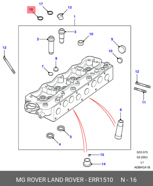 Комплект прокладок, стержень клапана ERR1510 MG ROVER LAND ROVER