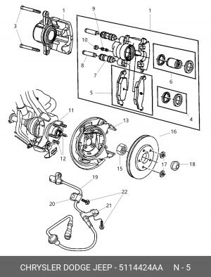 Комплект тормозных колодок, диско 5114424AA CHRYSLER