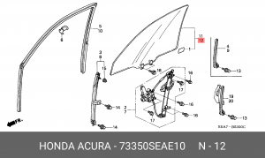 Стекло двери 73350SEAE10 HONDA