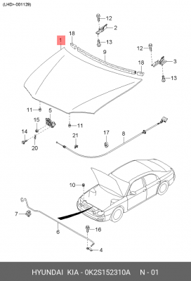 Капот 0K2S152310A MOBIS