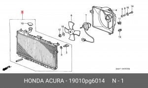Радиатор, охлаждение двигател 19010PG6014 HONDA
